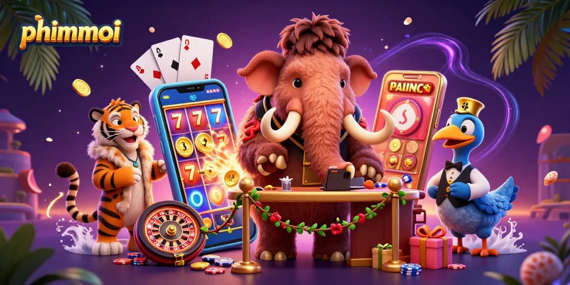 Engage in thrilling gameplay at phimmoi with our vibrant casino scene featuring a woolly mammoth bouncer.