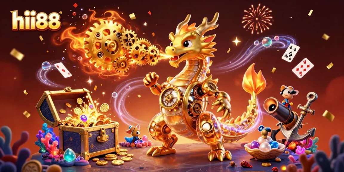Experience thrilling gaming at hii88 with our golden dragon and treasure-filled scene.