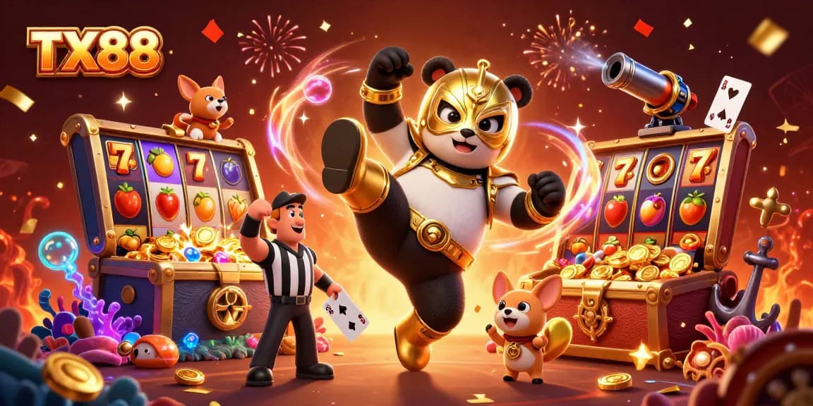 Experience the thrill of TX88 slots with colorful themes and big wins set in a lively casino scene.