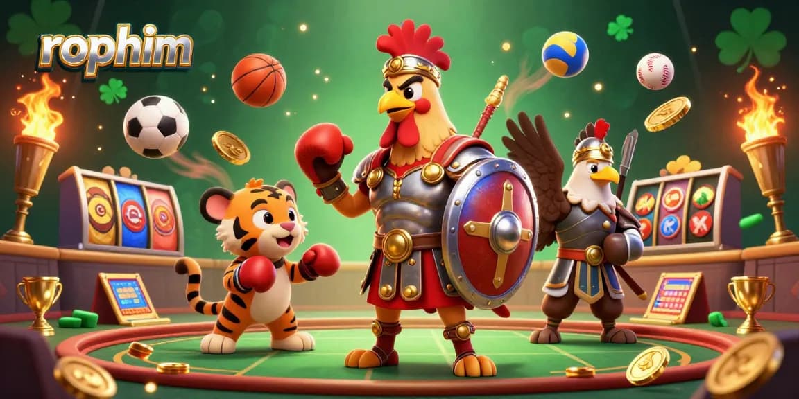 Experience thrilling gaming with rophim as gladiator-style characters engage in a dynamic gambling scene.