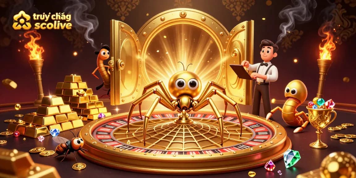 Engaging scene of trực tiếp bóng đá socolive with a spider as croupier and colorful elements of gambling