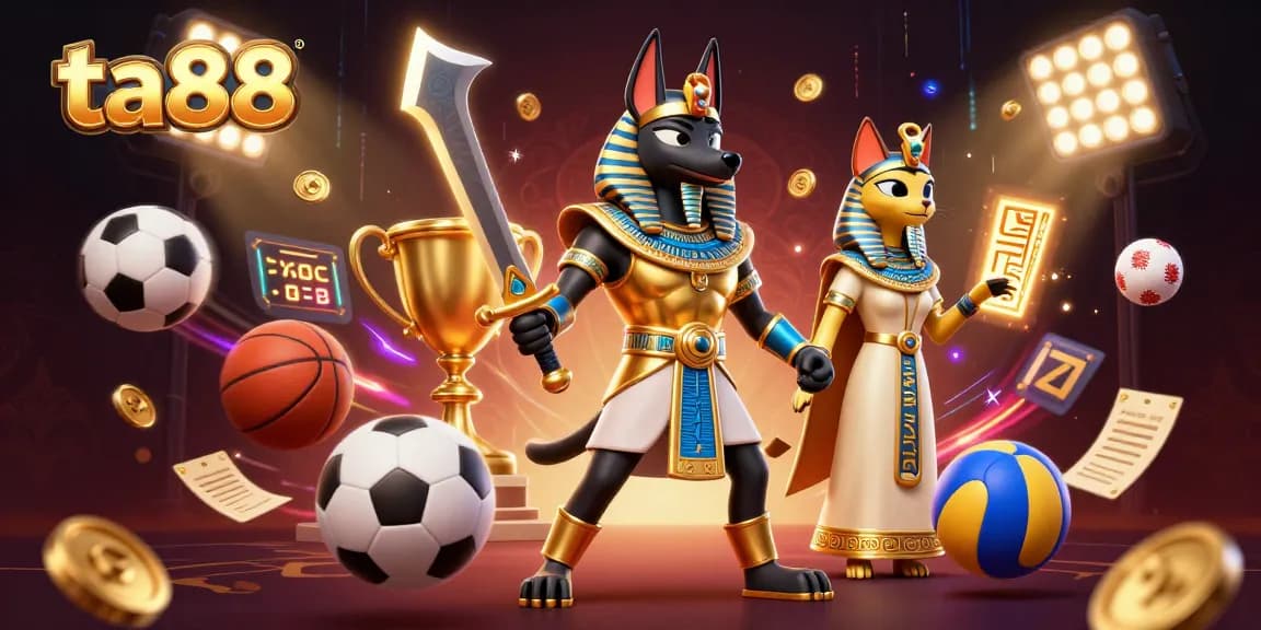 Experience exciting gameplay at ta88 with dynamic sports elements and vibrant Egyptian-themed characters.