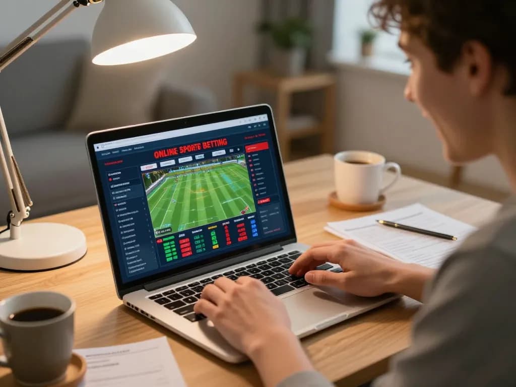 Person engaging in SC88 sports betting at home, showcasing strategic analysis and excitement