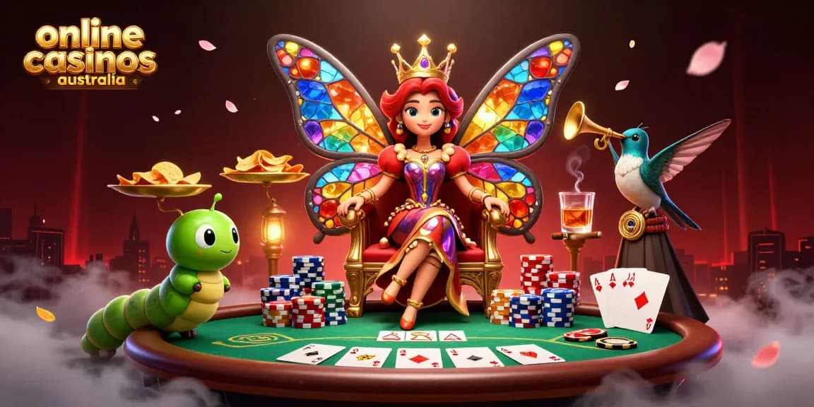 Experience thrilling gameplay at online casinos Australia with vibrant casino illustrations featuring poker elements.