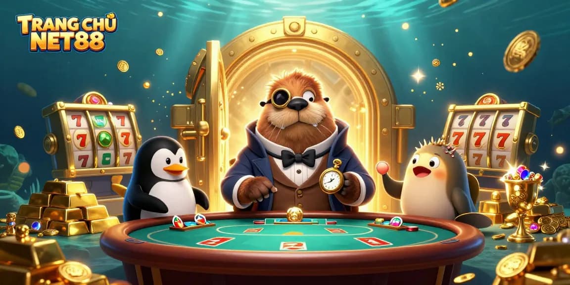 Engage in thrilling gaming at TRANG CHỦ NET88, featuring a unique underwater poker scene.