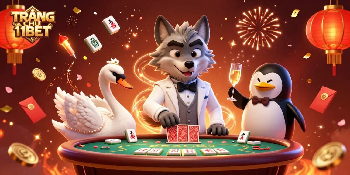 Experience the excitement of TRANG CHỦ 11BET with a luxury casino scene featuring sophisticated characters.