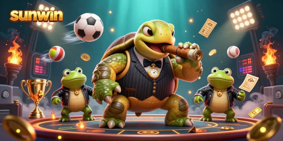 Bet on exciting games at sunwin with a vibrant 3D casino scene featuring rich elements and characters.