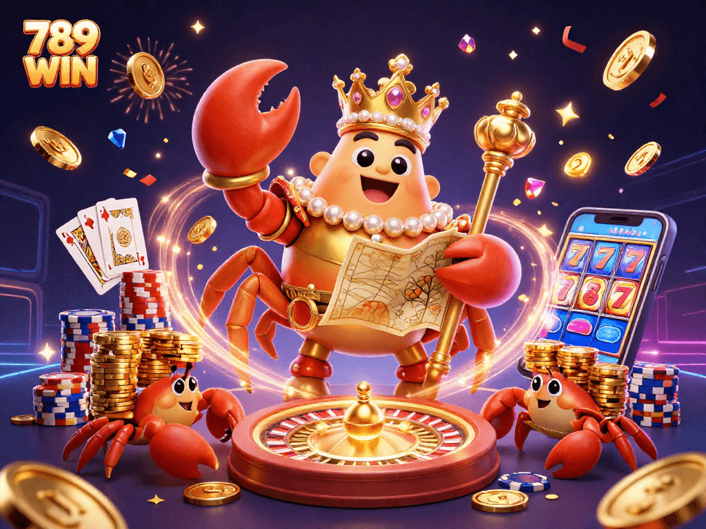 Experience thrilling gameplay at 789 WIN with vibrant 3D crab emperor and stunning casino elements.