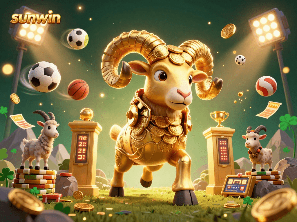 Sunwin offers thrilling sports betting experiences with a dynamic 3D casino illustration.
