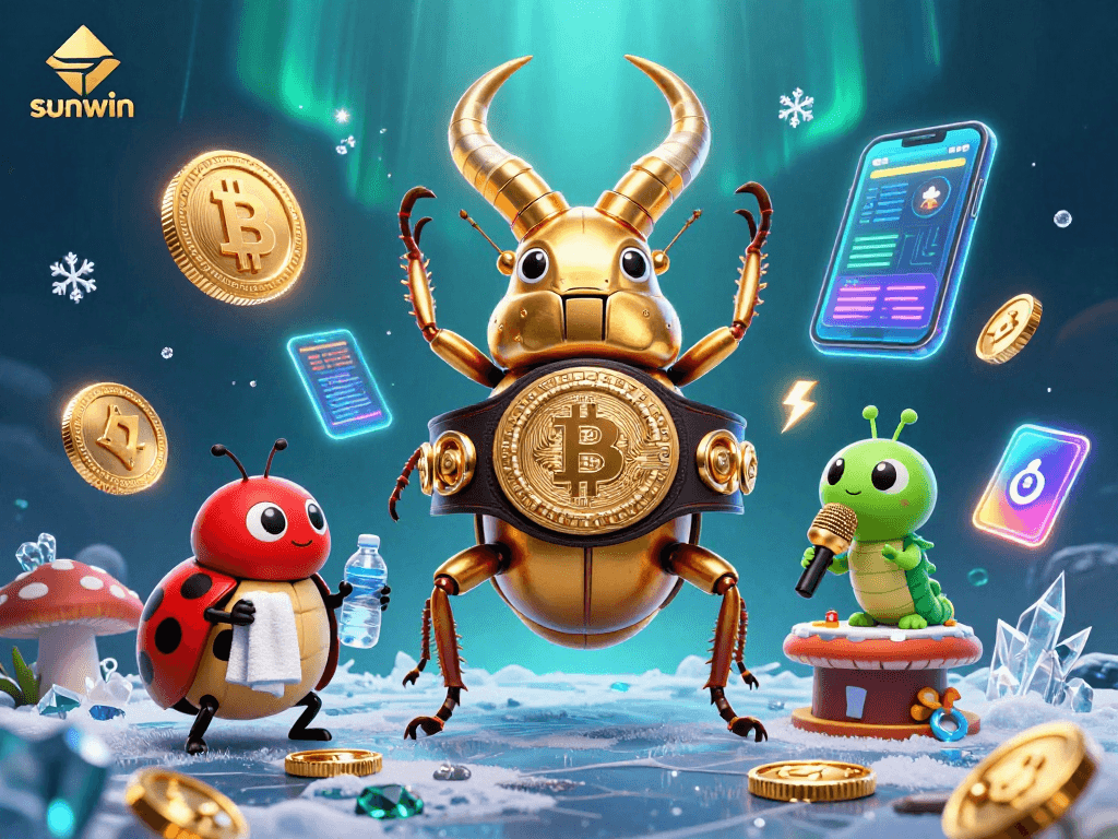 Experience winning with sunwin at a vibrant casino showdown featuring crypto elements.