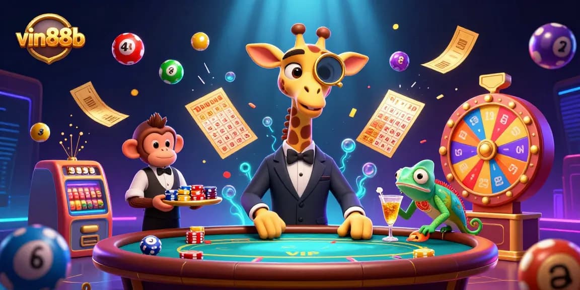 Experience the thrilling game dynamics at vin88b with vibrant casino illustrations and playful characters.