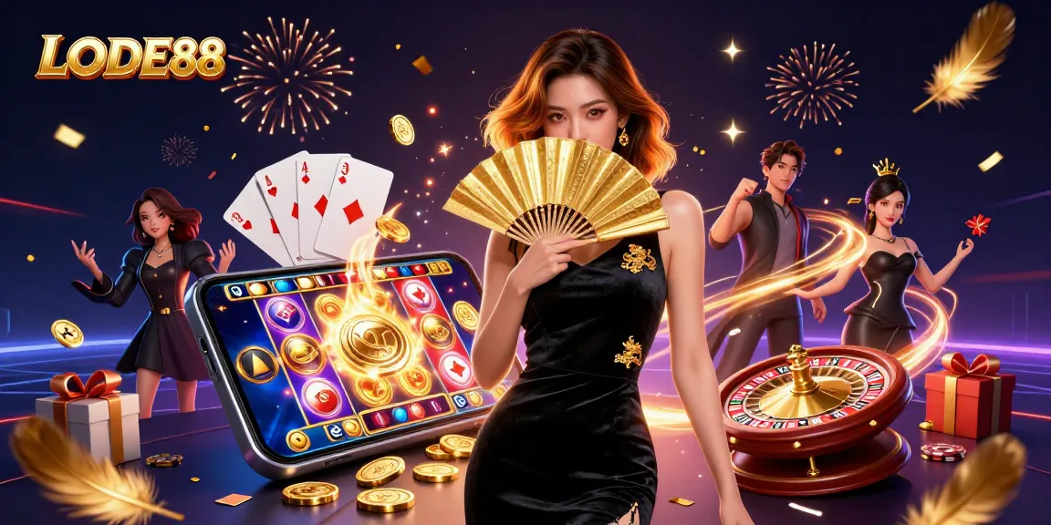 Engage with LODE88 as the stunning Asian woman unveils thrilling slot game excitement.