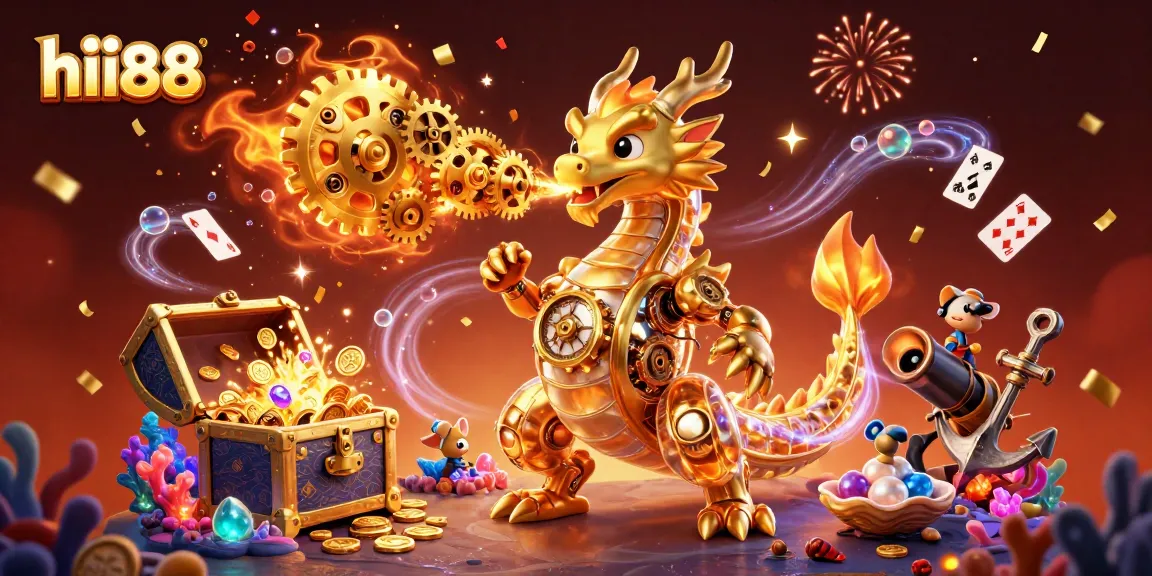 Experience thrilling gaming at hii88 with our golden dragon and treasure-filled scene.