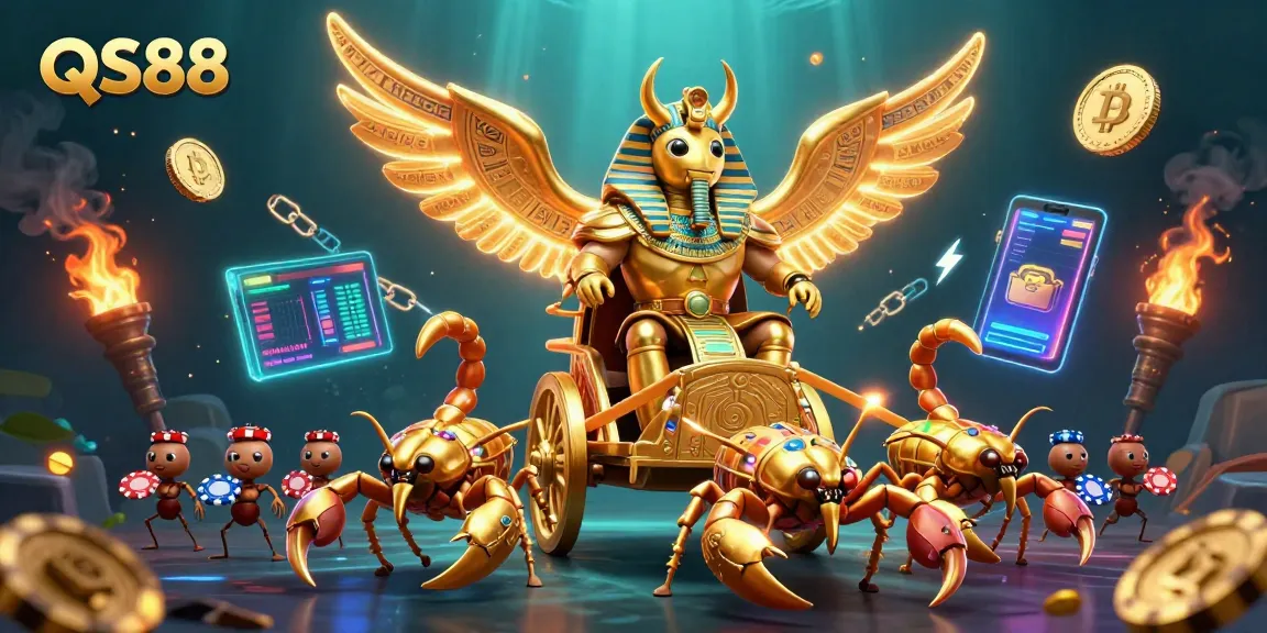 Experience the thrilling gaming adventures at QS88 with vivid gold and neon elements highlighting the action.
