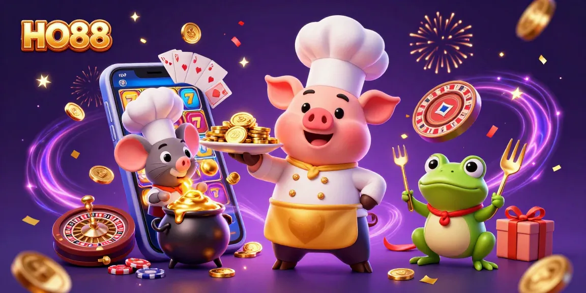 Bet on exciting games with HO88's golden coins and dynamic 3D casino-themed characters.