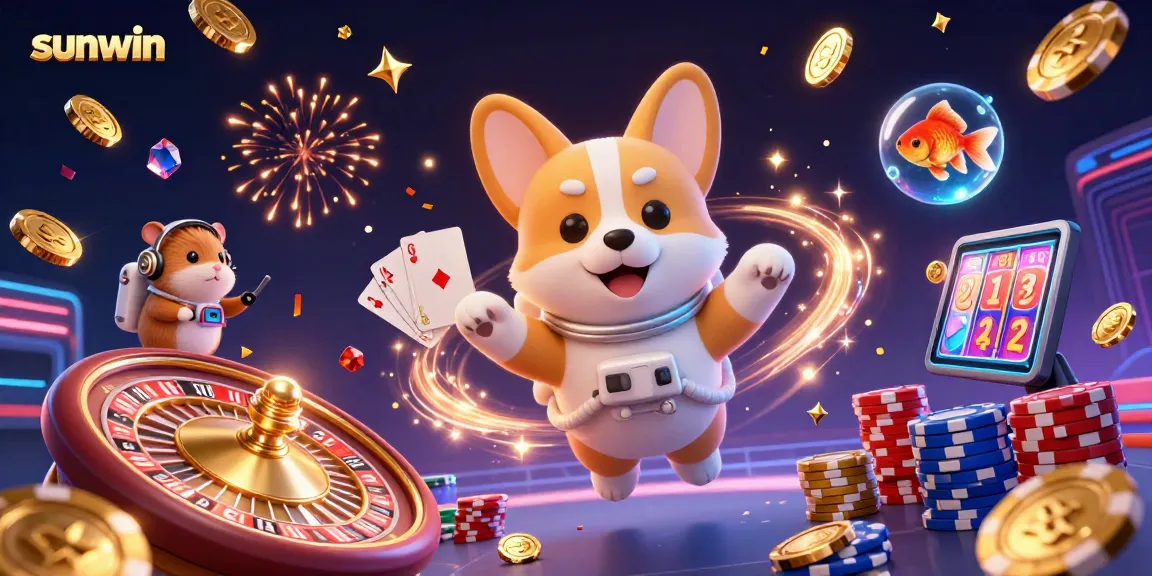 Experience exciting wins at sunwin with a 3D illustration of a casino space adventure.
