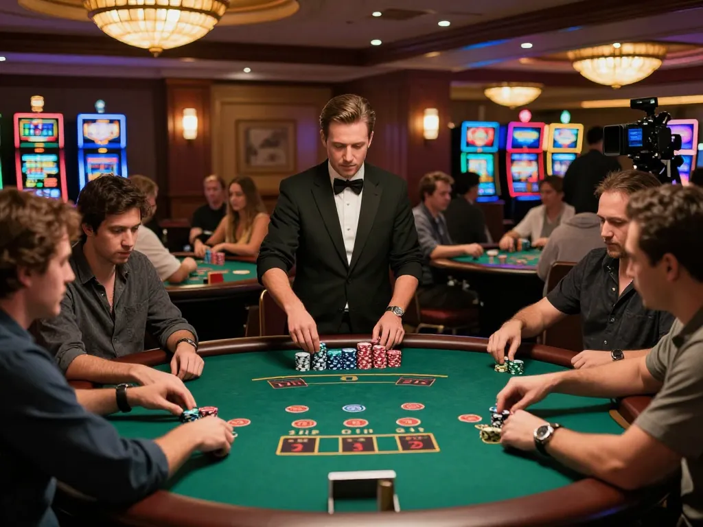 A lively blackjack game at fo88r casino with players engaged and chips on the table, showcasing the vibrant atmosphere.
