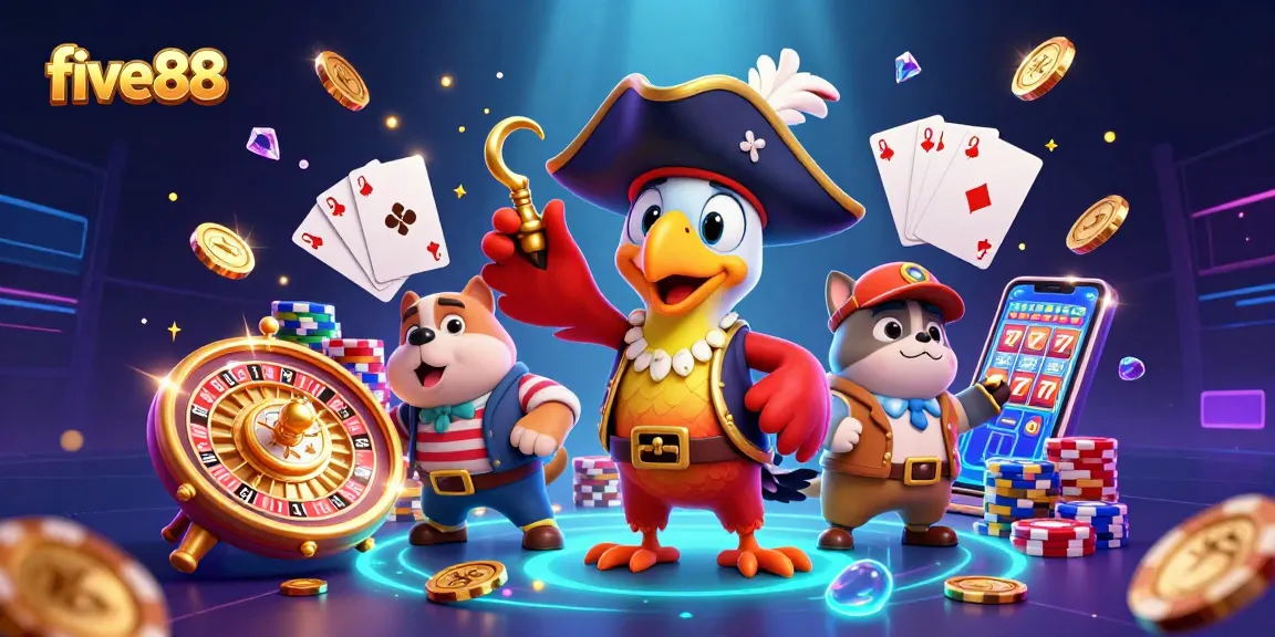 Experience the thrill of five88 with interactive casino elements and dynamic characters.