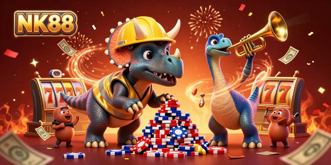 NK88 celebrates with a colorful, energetic casino scene showcasing vibrant characters and rich game elements.