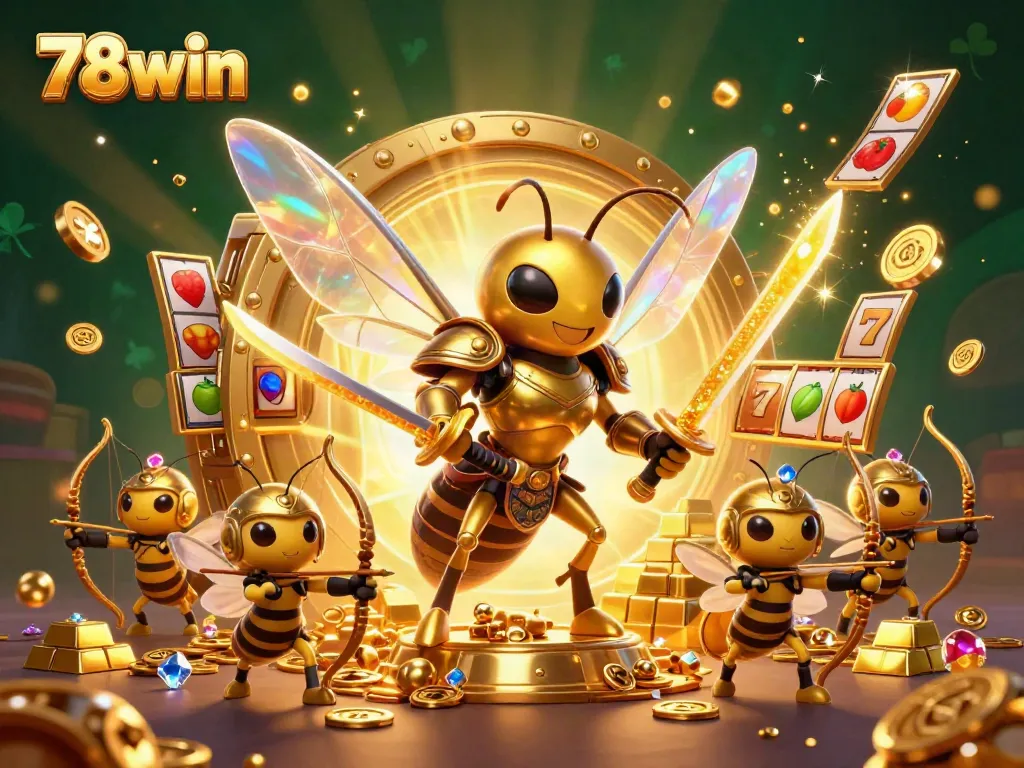 Experience 78win's exciting slots scene with vibrant characters and sparkling treasures.