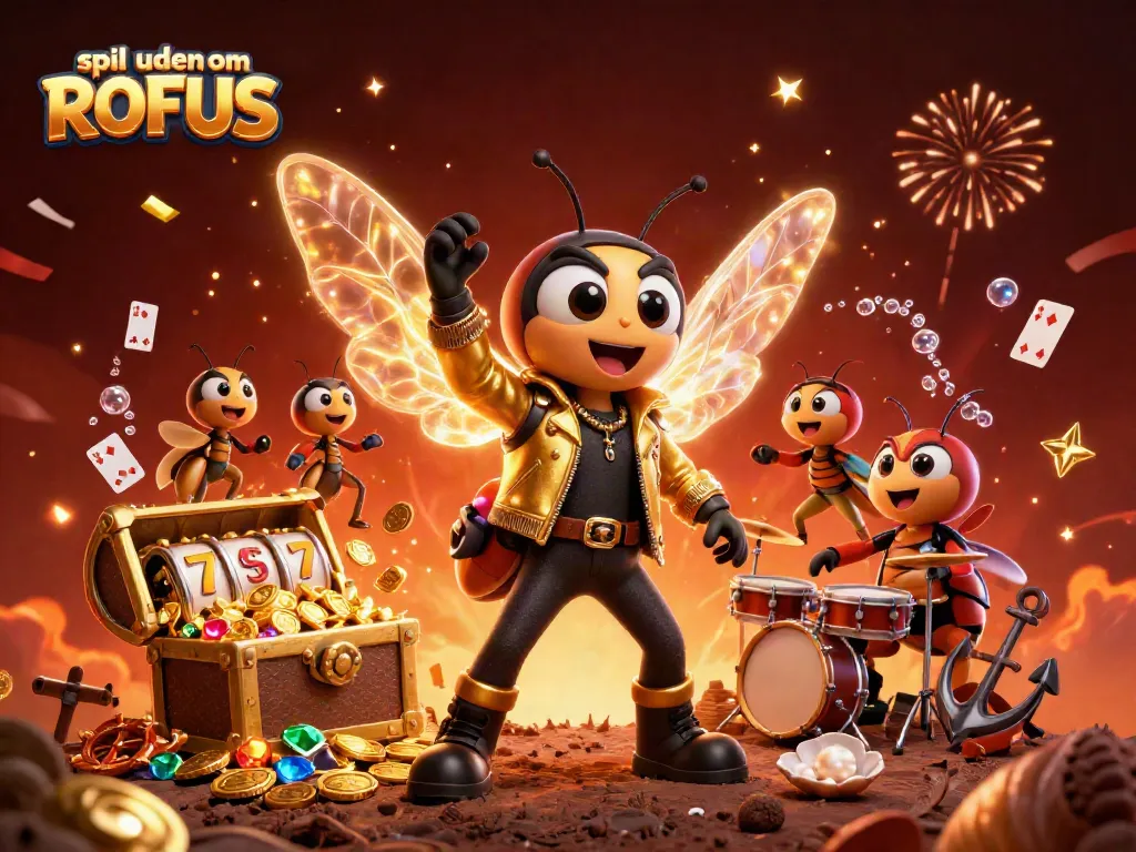 Experience the thrill of spil uden om ROFUS with a vibrant 3D casino scene featuring exciting game elements.