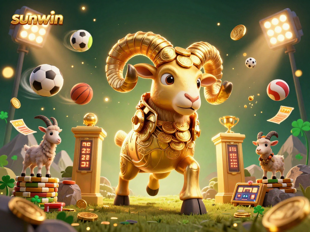 Sunwin offers thrilling sports betting experiences with a dynamic 3D casino illustration.