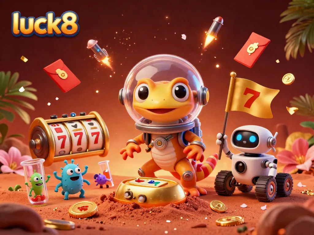 Engage with luck8 as a cartoon Martian gecko discovers a treasure-filled casino on Mars.