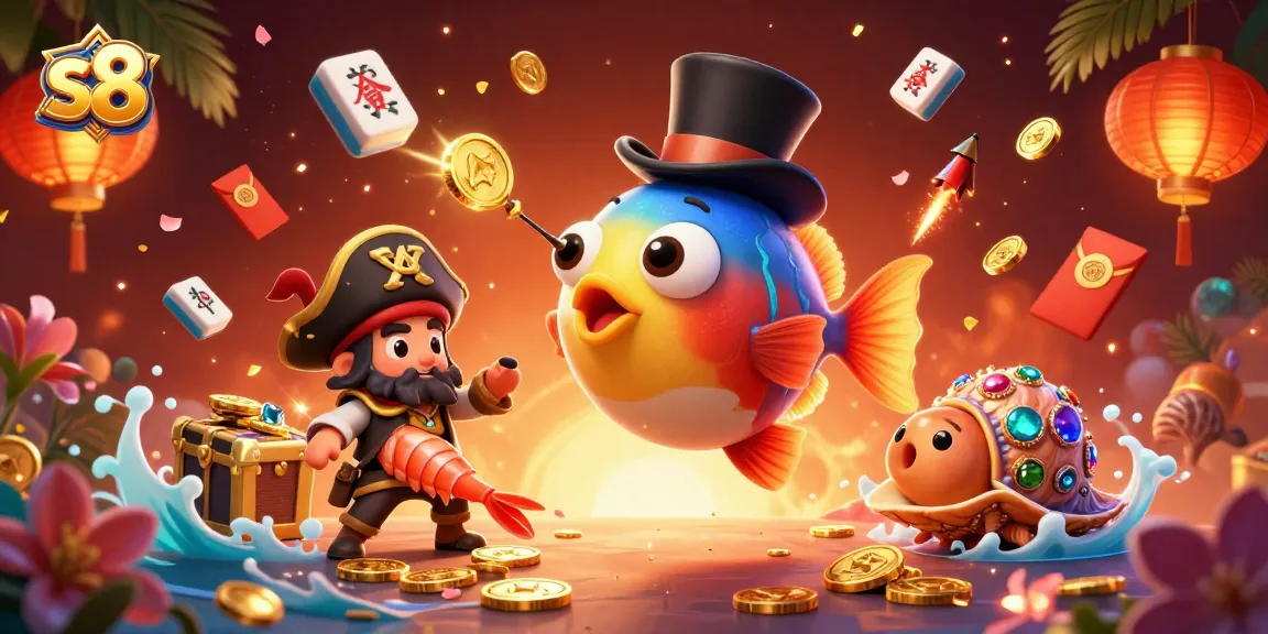 S8 players can dive into exciting games with a glowing anglerfish attracting gold coins in a vibrant scene.