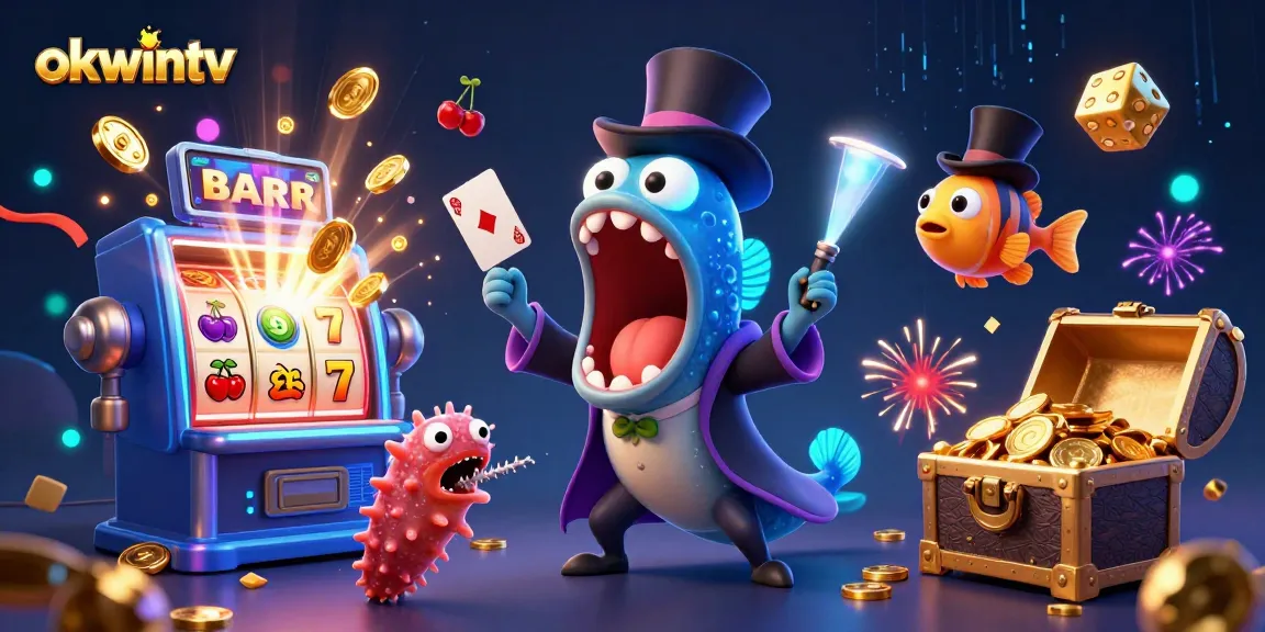 Experience thrilling gameplay at okwintv with a vibrant, engaging casino illustration featuring dynamic characters and elements.
