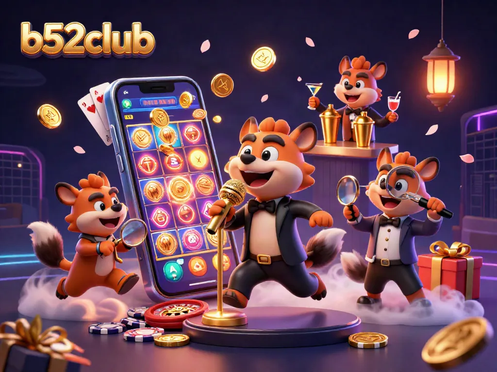 Experience the thrills of b52club with hyenas running a comedy casino club, showcasing vibrant slot games and dynamic gaming elements.