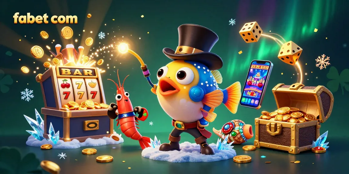 Engage with fabet com as 3D characters attract golden coins in a vibrant casino atmosphere.
