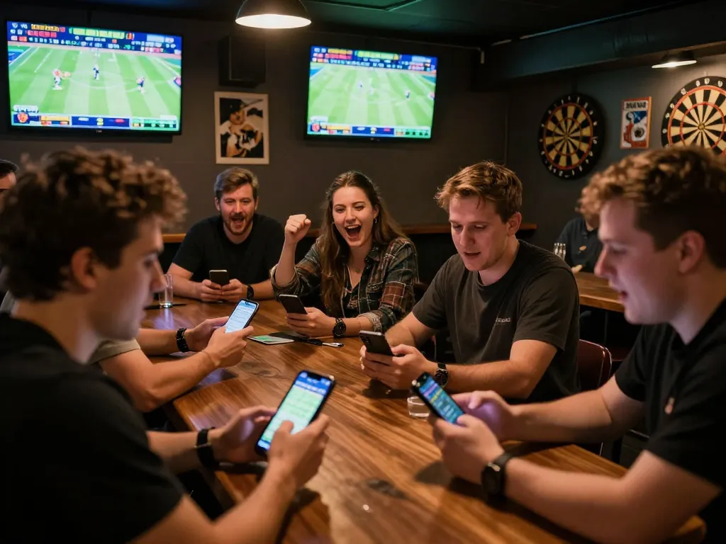 Betting on live sports at 98win in a vibrant bar atmosphere