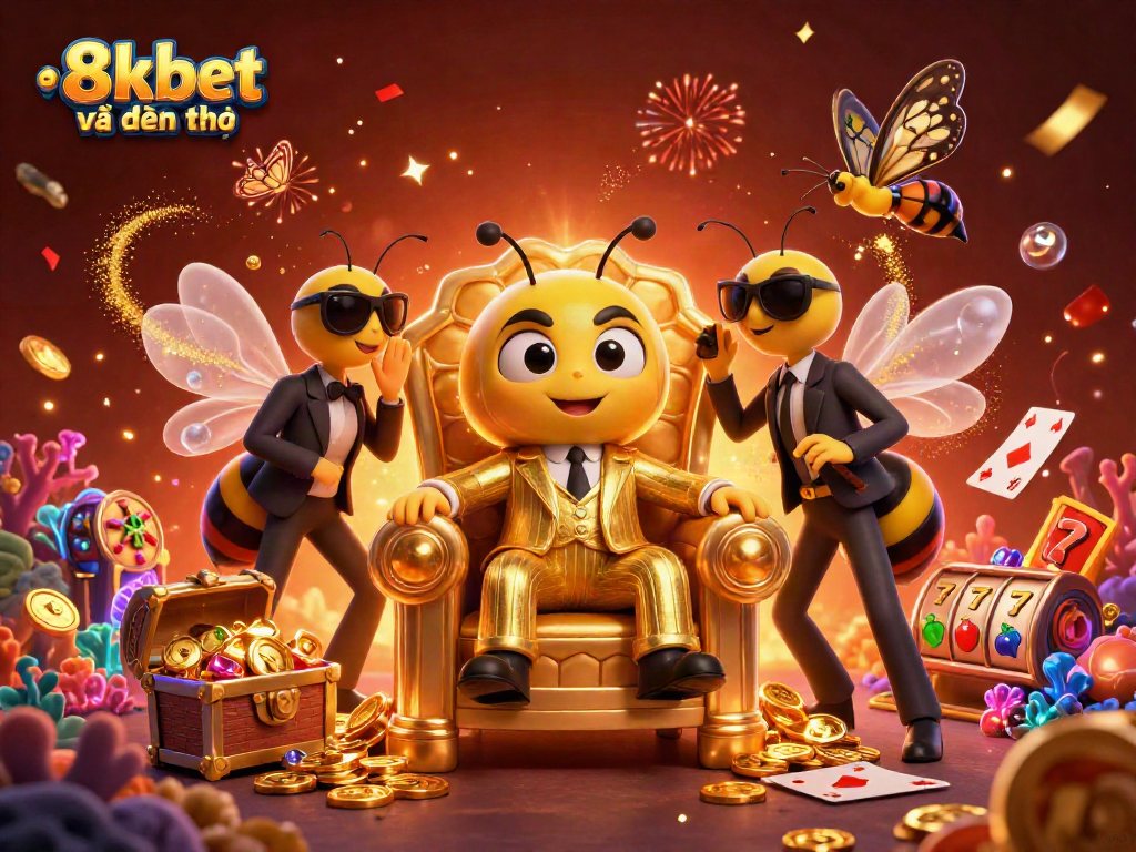 Engage with the vibrant scene of tại 8xbet về điện thoại showcasing animated casino characters and elements.