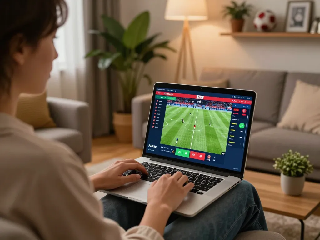 Socolive user betting live on soccer in a cozy home setting with engaging visuals.