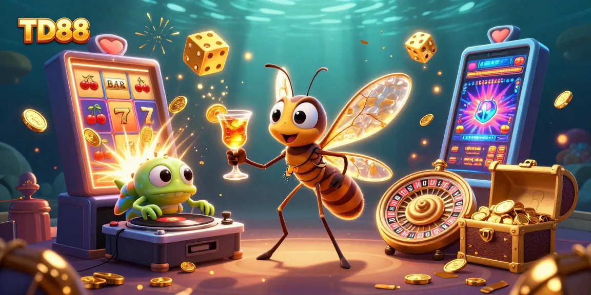 Experience TD88's vibrant casino world with a lively frozen mosquito mascot and opulent symbols.