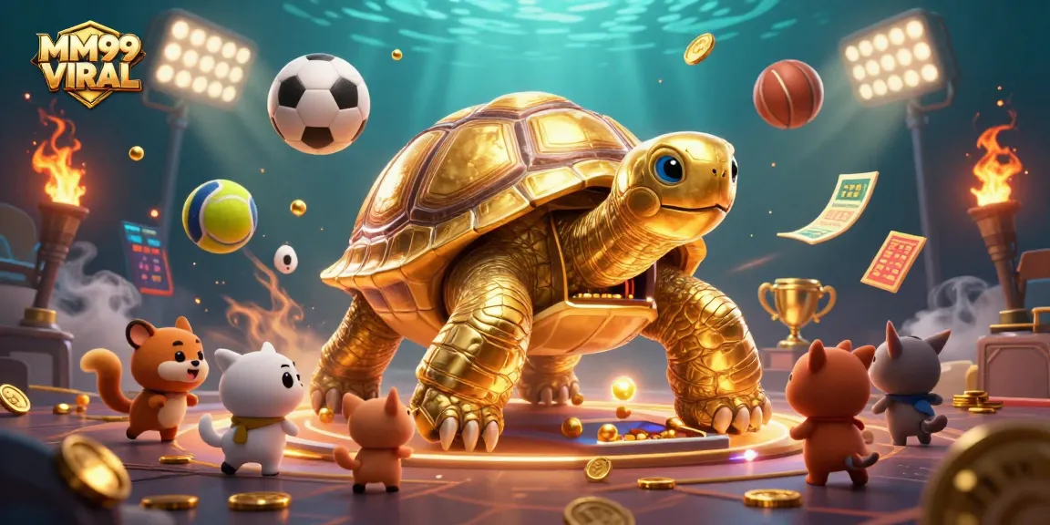 Experience the thrilling MM99 VIRAL adventure with a colossal golden tortoise pinball machine.