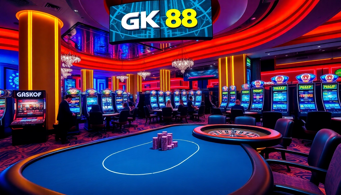 Experience the thrill of GK 88 casino with vibrant gaming elements and exciting atmosphere.