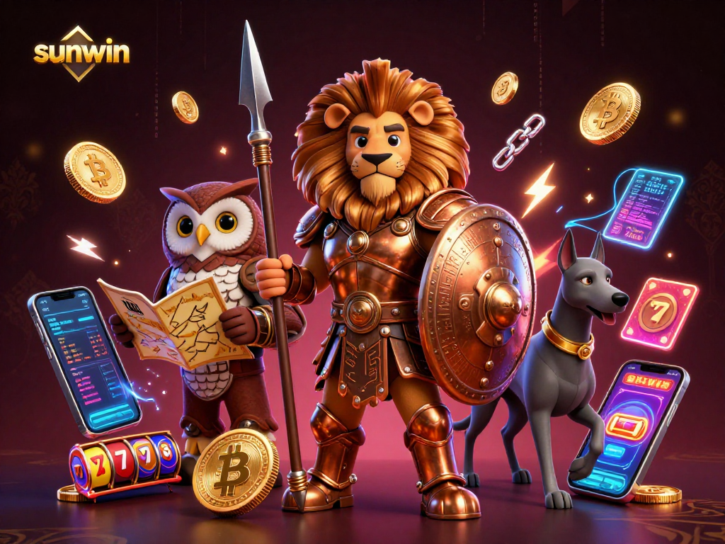 Experience exhilarating gaming with sunwin as iconic characters engage in a vibrant casino setting.