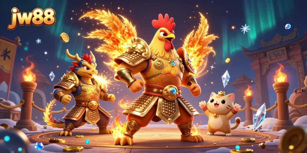 Experience thrilling gameplay at jw88 with vibrant characters in a dynamic online casino scene.