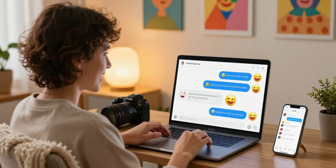 Engaging NSFW chat bot interaction on cozy home workspace with animated chat display.