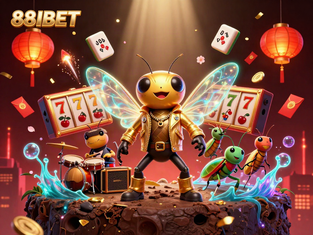 Experience the thrill of 88IBET in this dynamic 3D casino-themed illustration with vibrant characters.