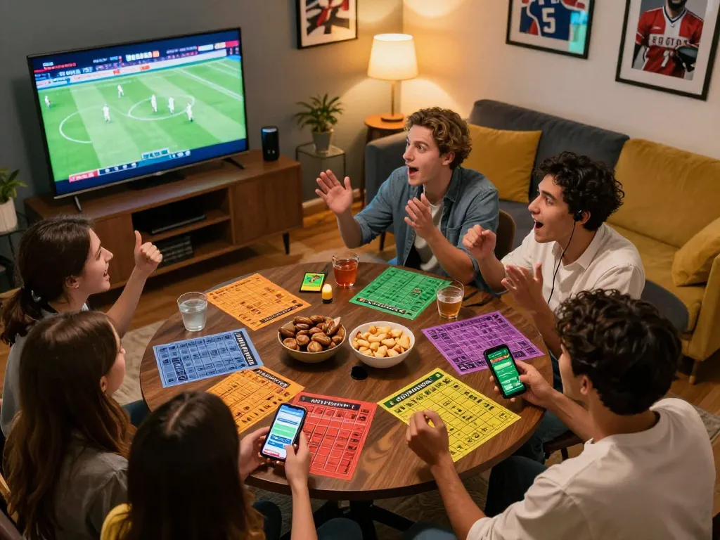 Xoilac sports betting experience with friends enjoying a live match and interactive betting