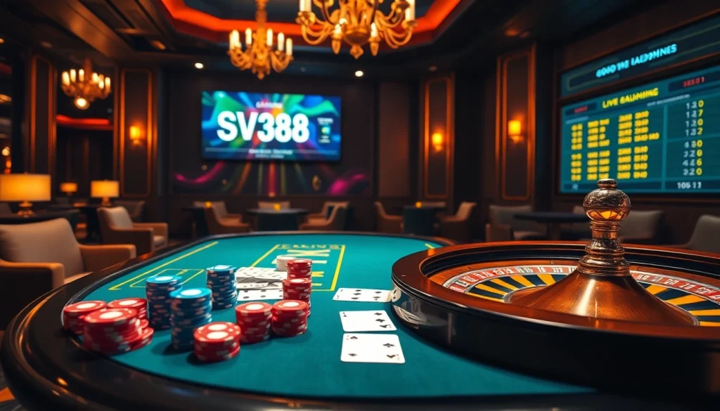 Experience the luxury of online gambling with link đăng nhập sv388 mới nhất, showcasing an elegant casino interface.