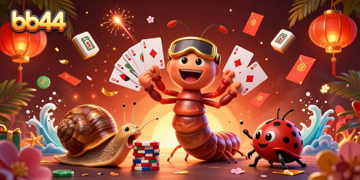Play cards with bb44's animated dealer and high-roller in a vibrant casino scene.