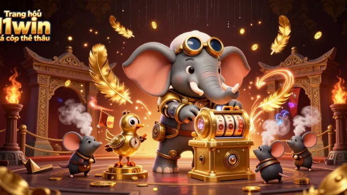 Experience thrilling moments at Trang chủ 11win cá cược thể thao with engaging 3D casino illustration featuring dynamic gaming elements.
