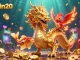 Engage with sunwin20's vibrant casino environment showcasing a golden dragon, phoenix, and koi in action.