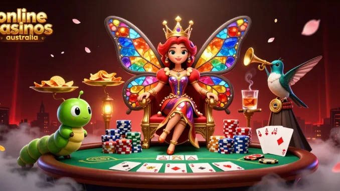 Experience thrilling gameplay at online casinos Australia with vibrant casino illustrations featuring poker elements.
